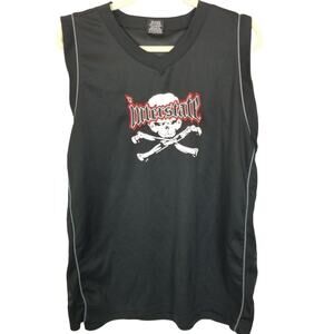 Interstate Mens Sleeveless Graphic Shirt Skull Crossbones SIze XL Biker Moto
